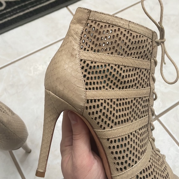 Joie Laser Cut Suede and snake skin Trimmed booties. - Picture 16 of 16